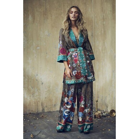 CAMILLA | Jewel of Jupiter Silk Wide-leg Trousers - Picture 2 of 16